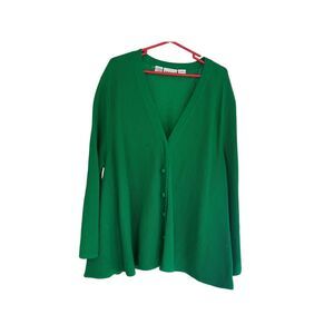 Anne Klein II Vintage Green Wool Cardigan Sweater XL woman